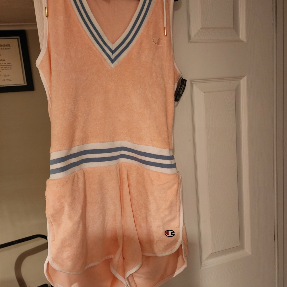 Champion Peach and Blue Athletic Romper
